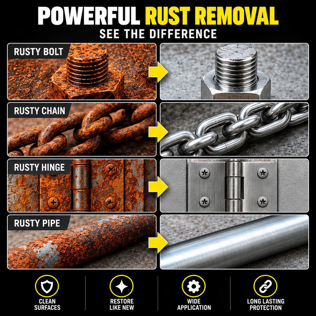 RUST GO RUST REMOVER SPRAY – FAST RUST REMOVAL FOR CARS, BIKES & METAL | BUY 1 GET 1 FREE